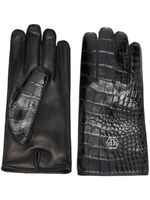 Philipp Plein gants en cuir à effet peau de crocodile - Noir