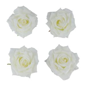 Chaks Decoratie rozen set - kunststof - 4x stuks - wit - 9,5 x 5,5 cm - bruiloft decoratie