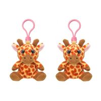 Set van 2x stuks pluche mini knuffel giraf sleutelhanger 9 cm