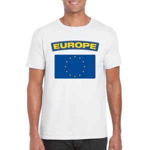 T-shirt met Europese vlag wit heren