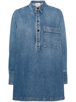 Plan C blouse en jean à boutonnière latérale - Bleu