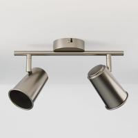 Riga - LED plafondlamp - 2 spots - Draaibaar en dimbaar - GU10 - Kantelbaar - Plafondspot - IP20 voor binnen - RVS