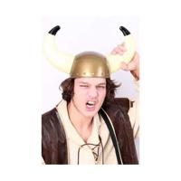 Viking helm - goud - volwassenen - 57 cm - plastic - met hoorns - krijgers - Carnaval