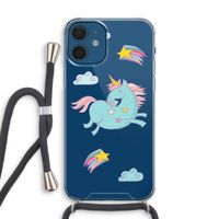 Vliegende eenhoorn: iPhone 12 mini Transparant Hoesje met koord