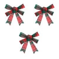 Feeric christmas kerststrikjes - 3x - rood/groen - 14 cm