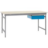 Manuflex BB5251.9006 Compleet bijzettafel basis stationair met melamine schijf + enkele lade, bxdxh: 1500 x 800 x 780 mm Aluminium-zilver