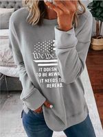 Casual Letter Crew Neck Long Sleeve Sweatshirt - thumbnail