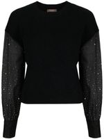 Peserico pull nervuré à détails de strass - Noir