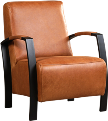 Cognac leren industriële stalen fauteuil Glory - Vintage Leer Cognac (cognac leer)