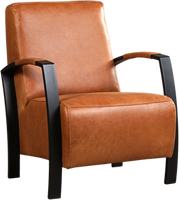 Cognac leren industriële stalen fauteuil Glory - Vintage Leer Cognac (cognac leer)