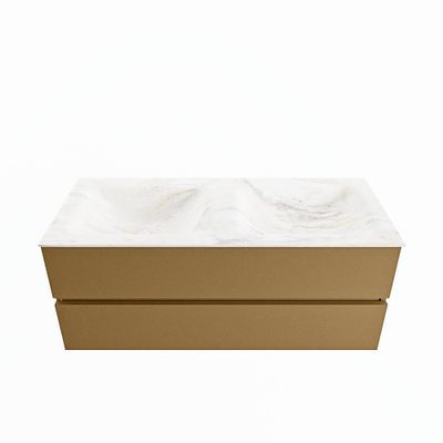 MONDIAZ VICA-DLUX 120cm badmeubel onderkast Oro 2 lades. Inbouw wastafel CLOUD dubbel 2 kraangaten, kleur Ostra.