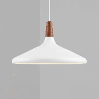 Hanglamp wit en hout &apos;Nori 39&apos; E27 fitting 390mm DFTP