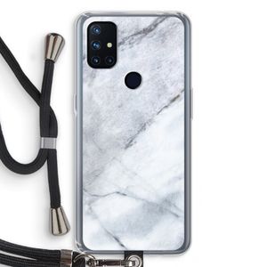 Witte marmer: OnePlus Nord N10 5G Transparant Hoesje met koord