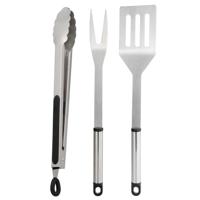 BBQ/barbecue gereedschap set - 3-delig - RVS - grill tangen/spatels