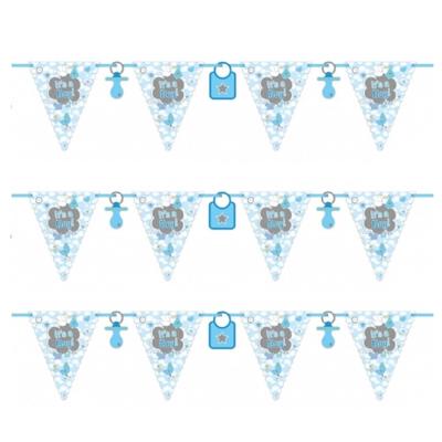 Vlaggenlijnen geboorte jongen - 3x stuks - blauw - 6 meter - Its a boy