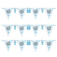 Vlaggenlijnen geboorte jongen - 3x stuks - blauw - 6 meter - Its a boy