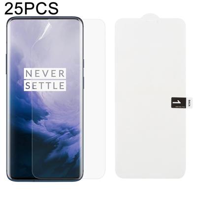 25 stuks zachte hydrogel film volledige dekking front beschermer met alcohol katoen + kraskaart voor OnePlus 7