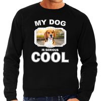 Beagle honden sweater / trui my dog is serious cool zwart voor heren - thumbnail