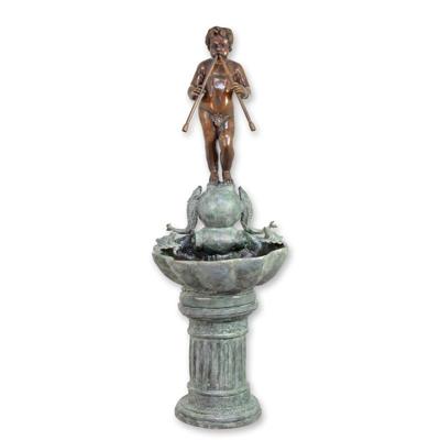 A BRONZE PAN FOUNTAIN