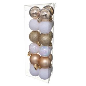 Atmosphera Kerstballen - 18x - wit/goud - mix - kunststof - 3 cm