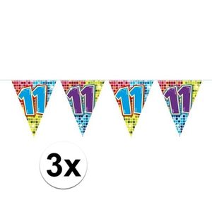 3x  Mini vlaggetjeslijn slingers verjaardag  versiering 11 jaar   -