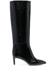 Paris Texas Stiletto 80mm crocodile-effect leather boots - Noir