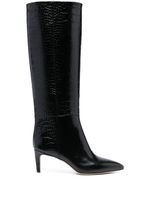 Paris Texas Stiletto 80mm crocodile-effect leather boots - Noir - thumbnail