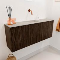 Toiletmeubel Mondiaz Joya Dlux | 100 cm | Meubelkleur Walnut | Faye wastafel Opalo Wasbak Midden | Zonder kraangat(en)