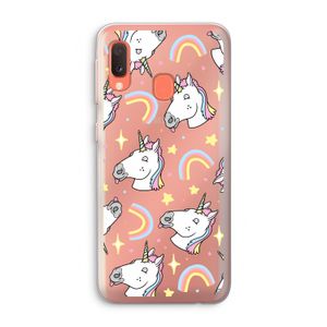 Rainbow Unicorn: Samsung Galaxy A20e Transparant Hoesje