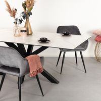 Sohome Eettafel Parker Keramiek met marmerlook, 160 x 90cm - Wit - thumbnail