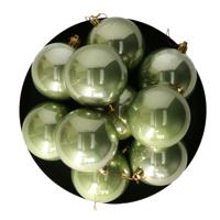 Othmar Decorations kerstballen - 36x stuks - 8 cm - salie groen - kunststof - thumbnail