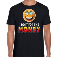 Funny emoticon t-shirt I do it for the money zwart voor heren - Fun / cadeau - Foute party kleding - thumbnail