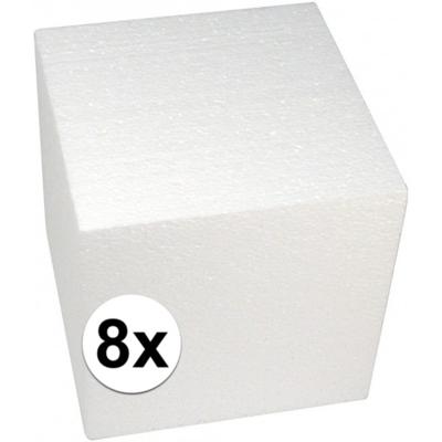 Rayher hobby Piepschuim vormen/figuren kubus - 8x - wit - 20 x 20 cm - knutselen artikelen
