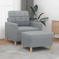 Fauteuil met voetenbank 60 cm stof lichtgrijs
