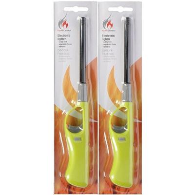 Gasaansteker - 2x - navulbaar - 26 cm - groen - BBQ aanstekers