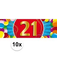 10x 21 Jaar leeftijd stickers verjaardag versiering   - - thumbnail