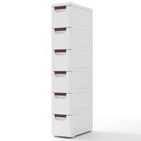 Smalle Nis Kast met Wielen Nissenrek 20 cm Breed Nissenwagen met 6 Lades Wit Smalle Nis Kast met Wielen Nissenrek 20 cm Breed Nissenwagen met 6 Lades Wit