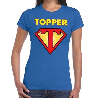 Super Topper logo t- shirt blauw dames