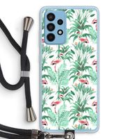 Flamingo bladeren: Samsung Galaxy A52 Transparant Hoesje met koord