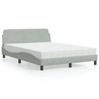 Bed met matras "Dover" fluweel lichtgrijs 140x190 cm