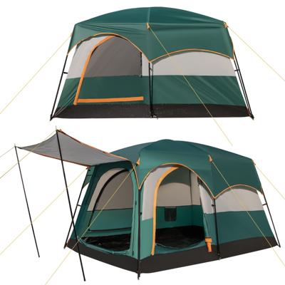 Kampeertent voor 6 Personen 2 Kamers Dubbele Slaaptent Dubbel Dak PE-Zeil Gaasramen Waterdicht Winddicht Draagtas voor Kamperen Wandelen