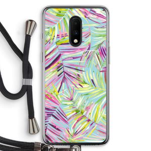 Tropical Palms Blue: OnePlus 7 Transparant Hoesje met koord