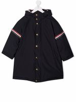 Thom Browne Kids manteau rayé à capuche - Bleu