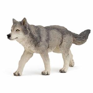 Speelgoed Grijze wolf - figuur - 12 cm - kunststof - speeldieren - dieren - speelfiguren