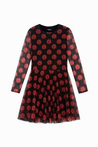 Korte jurk met bloemen - BLACK - XS