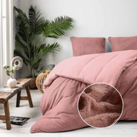 Dekbedovertrek Teddy - Lits-Jumeaux (240x220 Cm) - Zacht Roze Microvezel Teddy - Effen - Fresh And Co - Dekbed-Discounter.nl