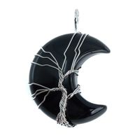 Edelsteen Hanger Levensboom Maan Obsidiaan (4 cm)