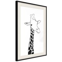 Ingelijste Poster - Giraf Zwarte lijst met passe-partout