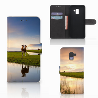 Samsung Galaxy A8 Plus (2018) Telefoonhoesje met Pasjes Koe - thumbnail