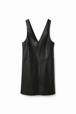 Leatherlook overgooier jurk - BLACK - XL